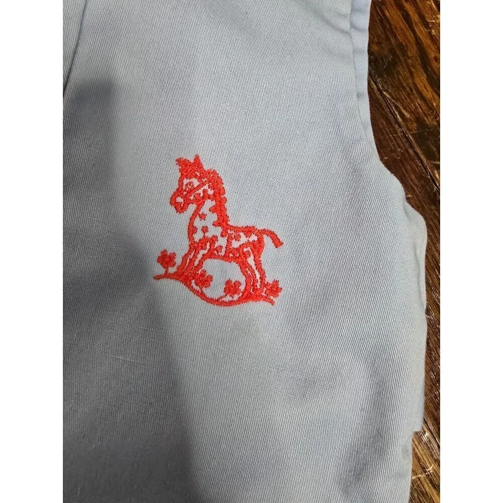 Vintage Royal Heir Baby Blue Embroidered Rocking Horse One Piece